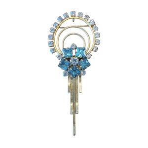 Vintage 1940's Art‎ Deco Blue and Gold Brooch Pendant